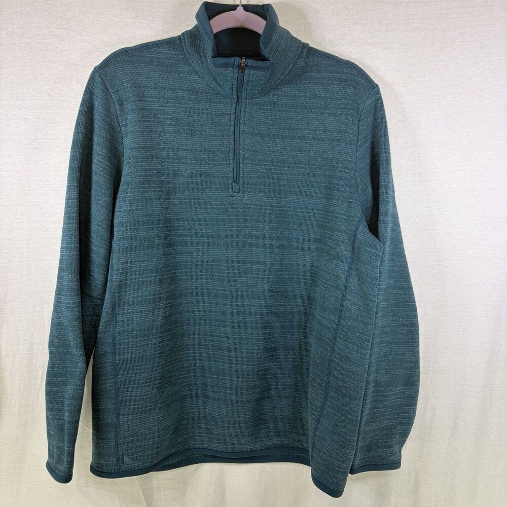 Men's UnTuckIt Kezoh Quarter Zip Fleece Pullover Men Size Large Teal Green
